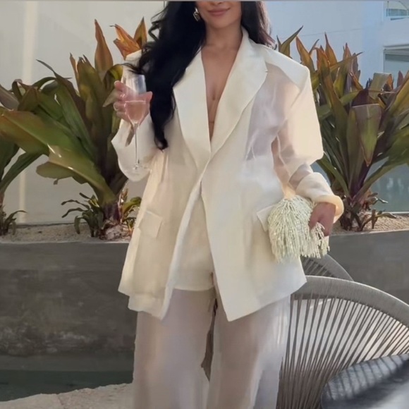 ❗️PRICE FIRM❗️ H&M EDITION OVERSIZED SHEER BLAZER SIZE M - Picture 16 of 16